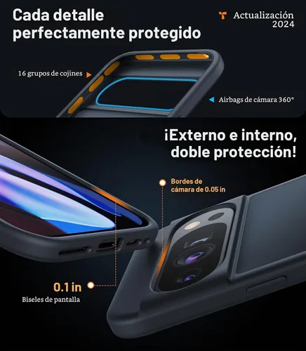 Vista 3 de TORRAS Funda a prueba de golpes para Google Pixel 9 Pro XL [prueba de caídas de grado militar de 16 pies], translúcida, delgada, protectora, Negro