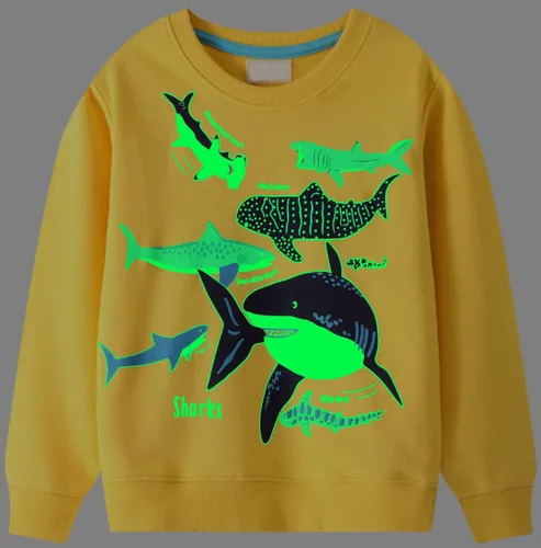 Vista 2 de Sudaderas de algodón con cuello redondo para niños pequeños, camisetas de manga larga con diseño de dinosaurio, camisetas 2-8T