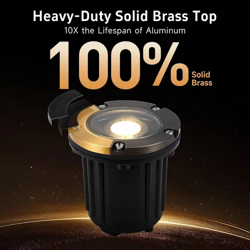 Vista 3 de Gardenreet Luz de pozo de latón - Iluminación de paisaje impermeable para exteriores de 12V LED enterrada, lámpara de bajo voltaje con bombilla