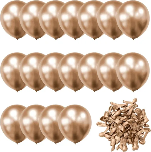 Vista 7 de Globos dorados champán, 60 globos pequeños de látex champán metálico de 5 pulgadas para arco de guirnalda de globos, globos cromados y champán de 5