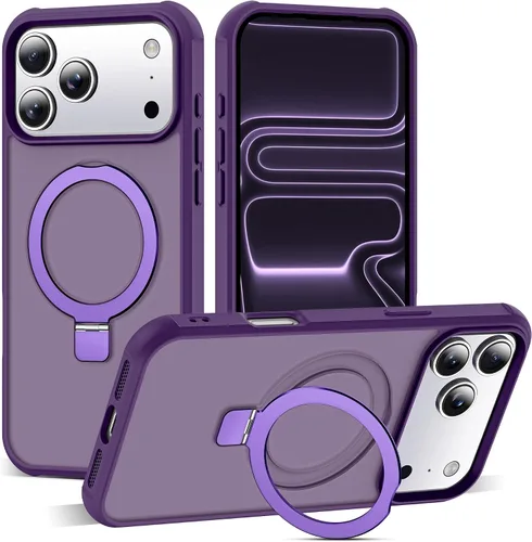 Vista 150 de SKYLMW - Funda compatible con iPhone 11 de 6.1 pulgadas, con soporte magnético invisible tipo anillo, funda translúcida de grado militar, compatible