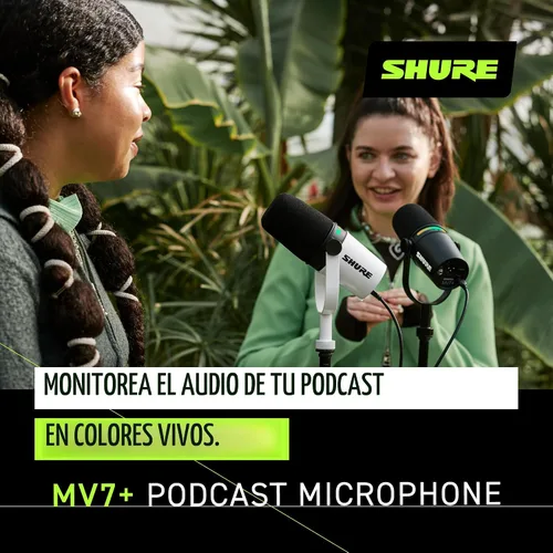 Vista 4 de Shure MV7+ - Micrófono dinámico para podcast con soporte, certificado OBS, audio mejorado, panel LED, salidas USB-C y XLR, modo de nivel automático