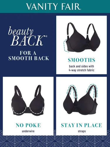 Vista 4 de Vanity Fair Beauty Back 76380 Brasier de figura completa, con varillas, colores de moda
