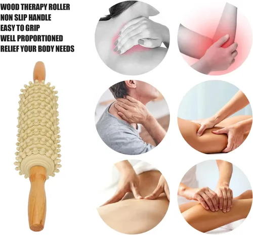 Vista 2 de YUYTE Rodillo de masaje de madera para cintura y muslo, puntos de liberación de piernas delgadas para celulitis, dolor de fascia para mujeres
