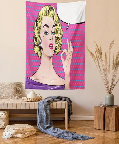 Vista 49 de Ambesonne Tapiz verde, fases lunares alrededor de un árbol de la vida, impresión de diseño bohemio de astrología nocturna, decoración de tela