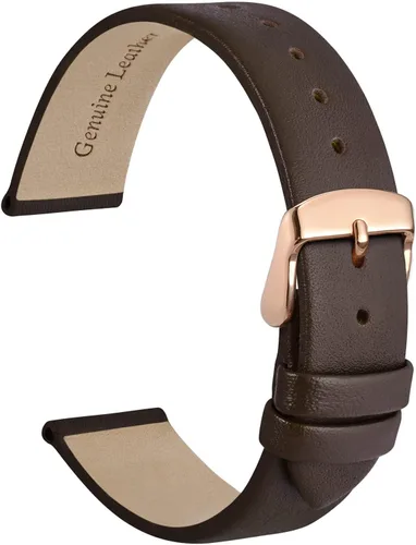 Vista 14 de WOCCI Correa de reloj elegante de 0.315 in de ancho, correa de repuesto de cuero genuino con hebilla dorada (negro)