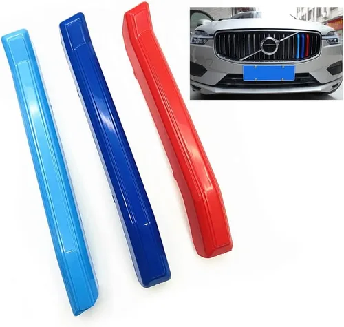 Vista 5 de SANRILY Moldes decorativos de rejilla multicolor compatibles con Volvo xc60 2022 cubierta de parrilla delantera (azul/amarillo/azul)