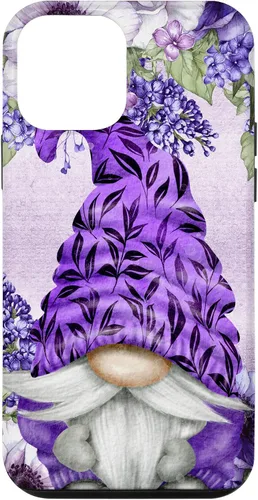 Vista 16 de Funda estética para iPhone 16 con diseño de anémonas de gnomo morado y lavanda