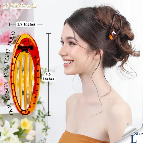 Vista 3 de RC ROCHE ORNAMENT 6 pinzas para el cabello con garra plana para mujer, peine de apertura lateral curvada, agarre fuerte, agarre antideslizante