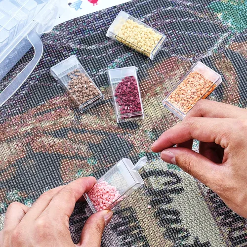 Vista 3 de Huacan Contenedores de Almacenamiento para Pintura de Diamantes, Accesorios para Pintura de Diamantes, Caja de Almacenamiento de 64 Rejillas