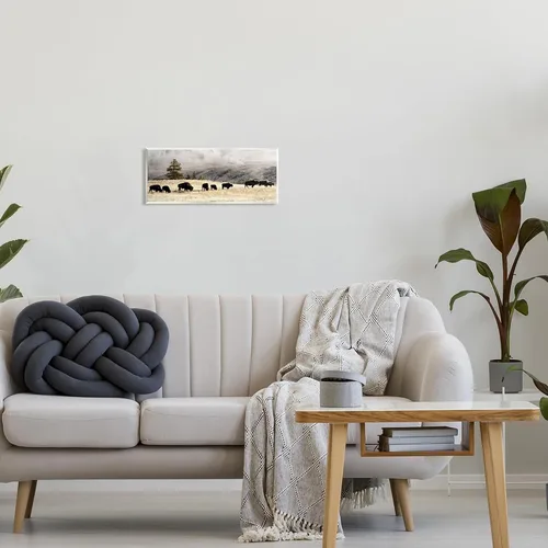 Vista 3 de Stupell Industries 'Pastoreo Bisonte Foggy Countryside' Arte de placa de pared Stupell Industries 17 x 7 Inches, Easy to Hang and Sturdy, Made in