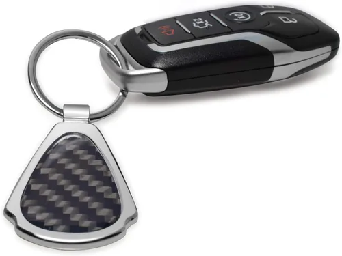 Vista 4 de iPick Image Para Cadillac XT5 Real Negro Fibra de Carbono Cromo Metal Teardrop Llavero