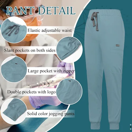 Vista 4 de VIAOLI Conjunto de ropa quirúrgica para mujer, conjunto de camiseta médica y pantalón deportivo, ropa de trabajo, traje deportivo moderno y clínico
