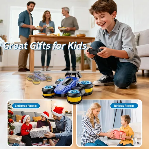 Vista 6 de Juguete de coche de acrobacias a control remoto - Drift de alta velocidad 360° voltea 4WD vehículo todoterreno giratorio para niños y niñas, regalos