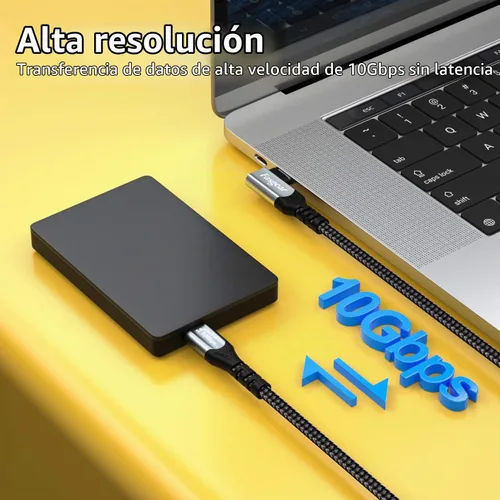 Vista 2 de Fasgear Cable USB C a USB C, 3 pies, negro 1 Paquete Negro