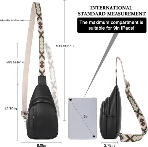 Vista 4 de Bolsos cruzados CLUCI para mujer y hombre, bolso bandolera de cuero, mochila de cuerpo cruzado para mujer, regalos para mujeres, cumpleaños, único