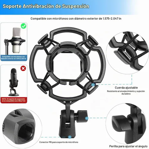 Vista 5 de Soporte de micrófono, trípode de micrófono de mesa, soporte de micrófono de escritorio con altura ajustable, soporte de micrófono pequeño