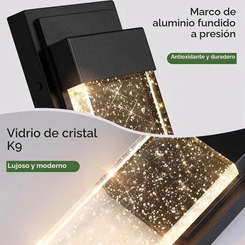 Vista 4 de BesLowe Lámparas de pared para exteriores con cristal de burbujas de cristal, apliques exteriores impermeables, faroles de pared LED, luces
