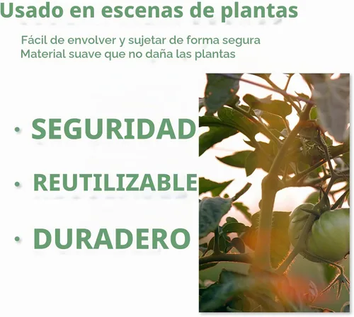 Vista 7 de Corbata de jardín con correa verde que soporta plantas suaves con las plantas, diseño precortado, rasgable, reutilizable, resistente, multiusos
