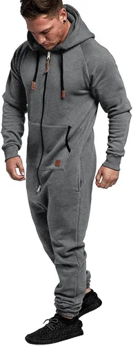 Vista 2 de WUAI - Buzo con capucha para hombre con cremallera y pijamas de una pieza
