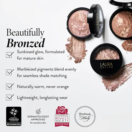 Vista 3 de LAURA GELLER NEW YORK Polvo Bronceador Horneado Bronze-N-Brighten - Claro - Brillo Bronce Natural