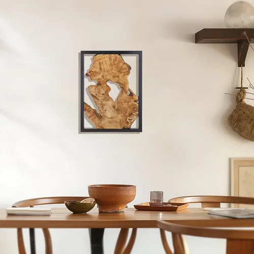 Vista 3 de NAHARO Decoración moderna de pared de madera de 16 x 12 pulgadas, encanto rústico hecho a mano de madera natural para tu hogar, perfecto para sala