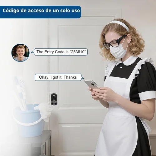 Vista 6 de Cerradura Inteligente de Perilla de Puerta con Teclado, Perilla de Puerta con Teclado con Mango para Dormitorio, Cerraduras de Puerta con Huella