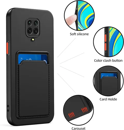 Vista 3 de Funda para Redmi Note 9 Pro, Redmi Note 9s con ranura para tarjetas de crédito, TPU suave TPU silicona resistente a los arañazos delgada ranura