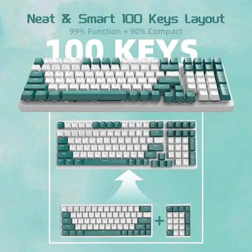 Vista 7 de RK6 Pro Teclado mecánico inalámbrico personalizado para juegos de PC, 2.4G/Bluetooth/USB-C, intercambio en caliente, retroiluminación arcoíris