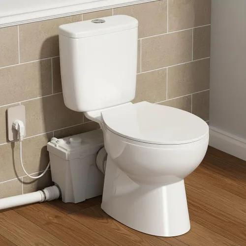 Vista 10 de Inodoro Macerador Upflush con bomba, sistema macerador completo todo en 1