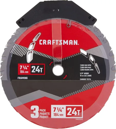 Vista 6 de CRAFTSMAN CMAS3725243 Paquete de 3 hojas de sierra circular de carburo de 24 dientes de 7-1/4 pulgadas