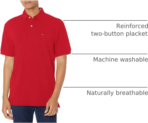 Vista 102 de Tommy Hilfiger Polo de piqué de algodón de manga corta para hombre en ajuste regular