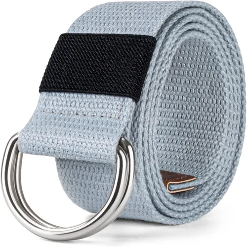 Vista 20 de Cinturón para mujeres y hombres de lona con hebilla negra 1 1/2" de ancho extra larga color sólido
