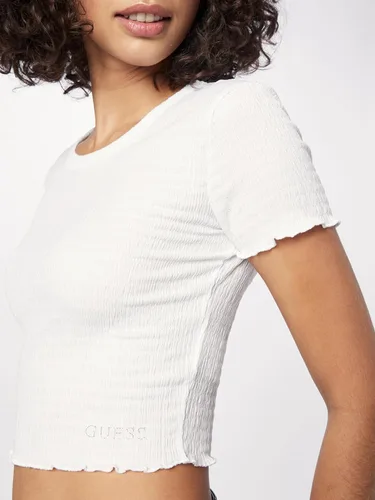 Vista 5 de GUESS Top ahumado de manga corta con cuello redondo para mujer