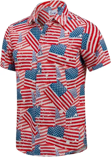 Vista 9 de EUOW - Camisas hawaianas para hombre de manga corta con botones, estampadas para la playa y el verano