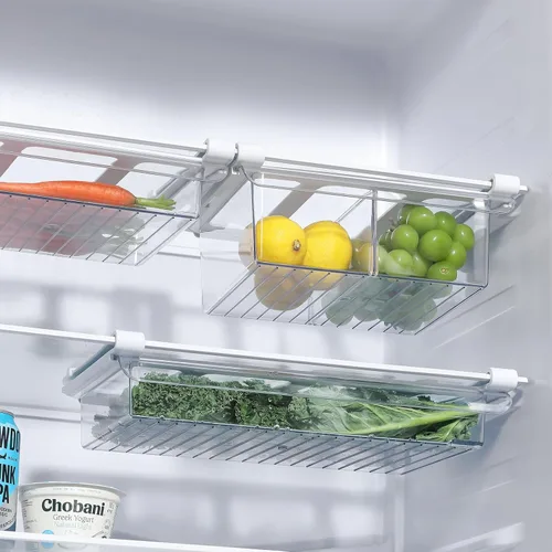 Vista 5 de Organizador extraíble de cajones para refrigerador, contenedores de almacenamiento debajo del estante para organización de refrigerador para frutas