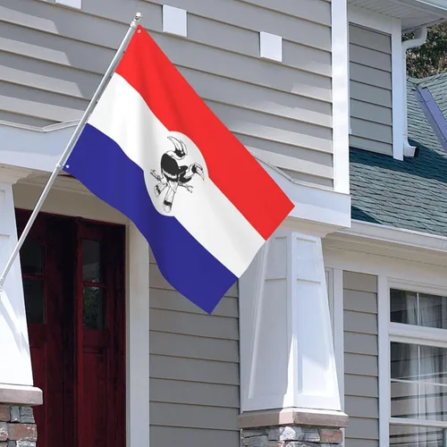 Vista 6 de Bandera nacional de barbilla de 4 x 6 pies, poliéster duradero, divertido cartel decorativo para exteriores, banderas de patio para el hogar