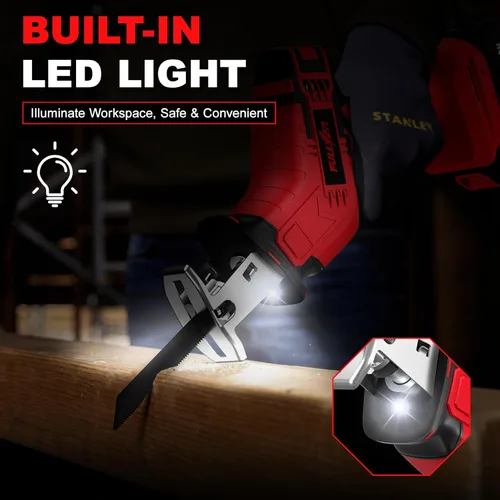 Vista 3 de FULLYEA Reciprocating Saw Cordless, 0-3500 SPM Power Reciprocating Saws with 4 Blades & 2 Batteries, Tool‑Free Blade Change, Electric Handheld Saw