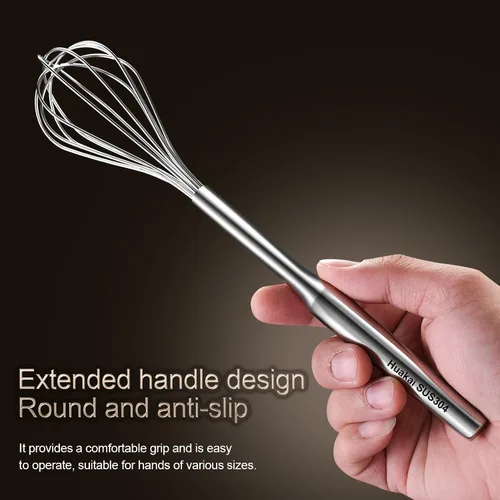 Vista 5 de Batidor pequeño de acero inoxidable, 10 pulgadas Para cocinar, queso, café, harina, huevos. Funciona muy bien para tazas y recipientes pequeños