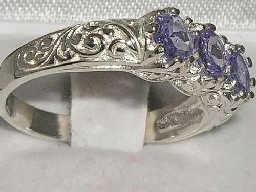 Vista 3 de Anillo de plata de ley 925 auténtica de Tanzanita para mujer
