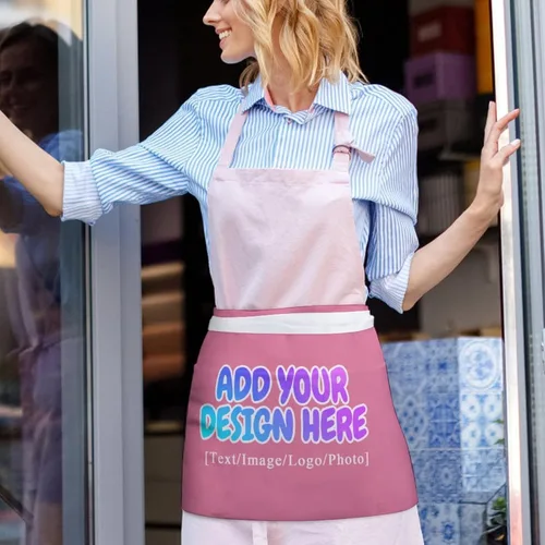 Vista 134 de AXKEUDO Delantal personalizado con bolsillos, delantales de cintura para camarera para cocinar en casa, restaurante, servir trabajo