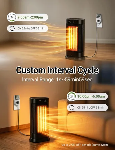 Vista 4 de Techbee Enchufe temporizador intermitente digital de ciclo de repetición infinita para toma de corriente, interruptor de alimentación programable
