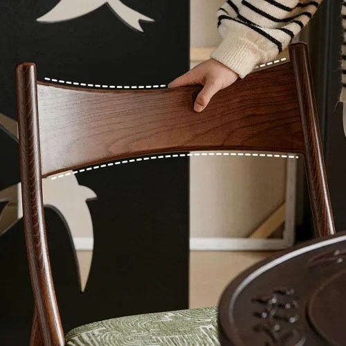 Vista 9 de sillas de comedor Silla de comedor de madera moderna tapizada con respaldo ancho curvado cocina moderna