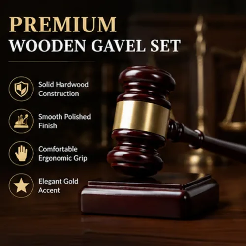 Vista 3 de Juego de martillo de madera y bloque de sonido para abogados, jueces y presidentes de la junta, accesorio de escritorio perfecto para presidentes