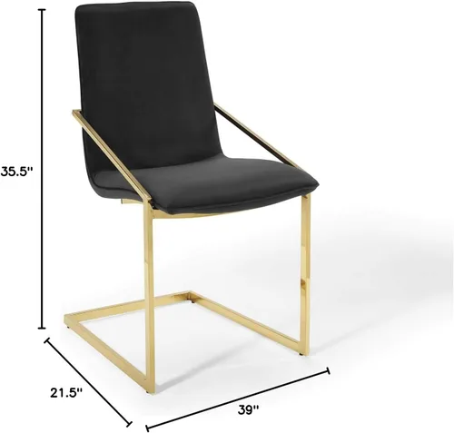 Vista 2 de Modway Pitch Performance - Sillón de terciopelo, 2 piezas, sillas de comedor, color dorado y negro