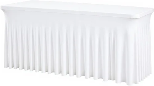 Vista 42 de Mantel rectangular de elastano negro, funda elástica ajustada para mesas rectangulares de 1,8 m, falda de mesa elástica sin arrugas para decoración