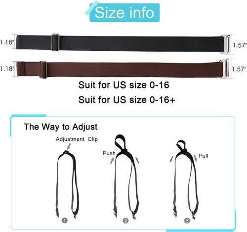 Vista 3 de JASGOOD Cinturón elástico invisible para mujer, cinturón elástico con hebilla plana para jeans, pantalones, vestidos