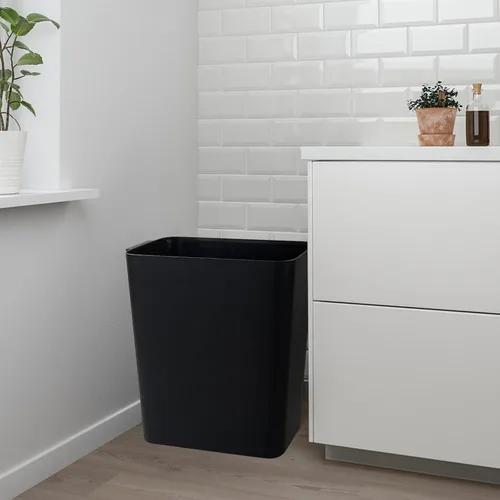 Vista 7 de Paquete de 3 cubos de basura negros de 4.5 galones, contenedor de basura Construcción de plástico resistente, forma rectangular que ahorra