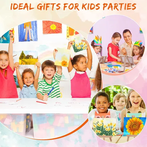 Vista 6 de Glenmal Juego de pintura de acuarela de 3 x 4 pulgadas, lienzo pequeño con pinturas de caballete, juego de pinceles para niños, recuerdos de fiesta