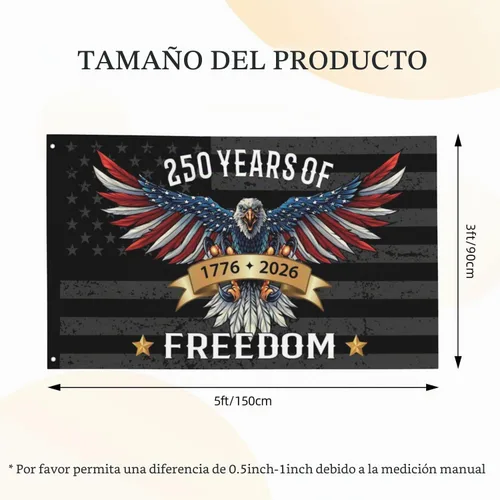 Vista 3 de Bandera de Estados Unidos de 250 años – 3 x 5 pies, banderas de 250 aniversario de Estados Unidos 1776-2026 – Bandera de Estados Unidos con ojales